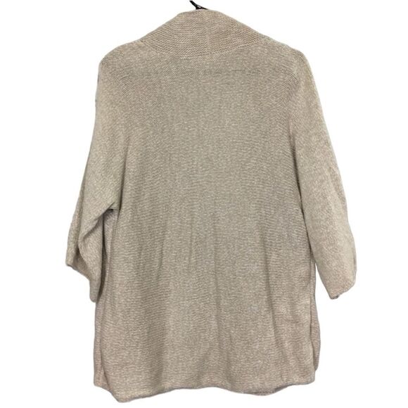 EILEEN FISHER KNIT OPEN FRONT 3/4‎ SLEEVE CARDIGAN 100% COTTON TAN XL MINIMALIST - Picture 8 of 8